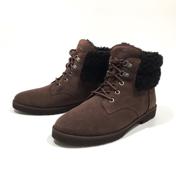 UGG ROMELY HERITAGE LACE UP BOOTS -BROWN -SUEDE / WOOL CUFF -WOMEN’S US 10 -NEW - Picture 5 of 7